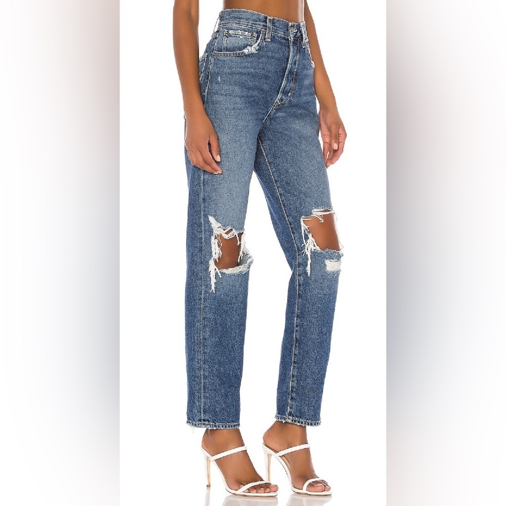 Lovers + Friends Nolan Jeans Distressed Ripped Button Fly High Rise Straight 26 - Picture 3 of 12
